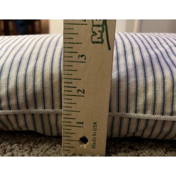 Vintage Handmade Feather Pillow Farmhouse Blue Ticking Used - Picture 6 of 16